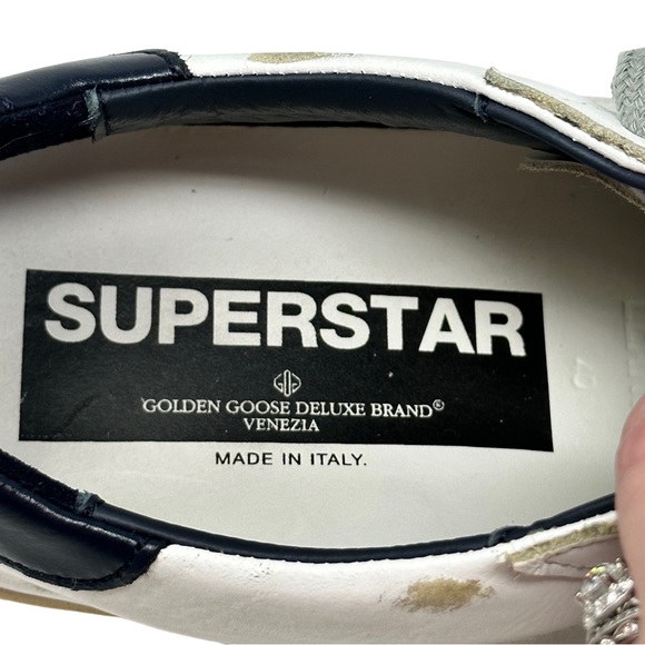 Golden Goose White Blue Super Star Leather Sneaker Women Size 40 US 10 No Box - Picture 16 of 17